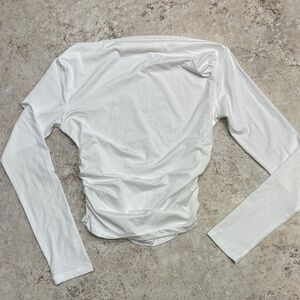 White Ruched Off the Shoulder Top